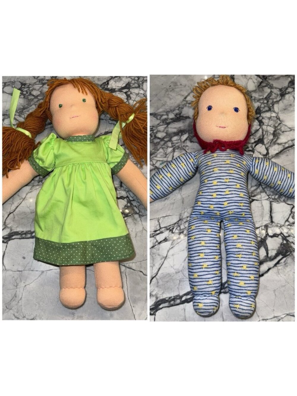 Handmade Waldorf Style Dolls Lot Girl Boy Bundle
